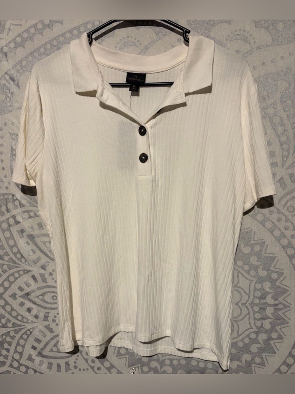 NWT Worthington Ribbed Polo Top Cream | Women’s XL